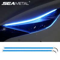 SEAMETAL Daytime Running Light Strip Flexible Waterproof Led Signal Light Headlight Ice Blue/White DRL 12V Start-Scan Flow Lamp