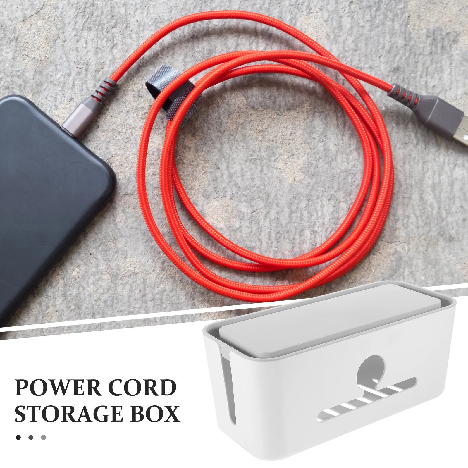 

Power Cord Storage Box White Durable Cable Organizer Holder For Home Living Room Bedroom Kitchen Bathroom Wire Management Case