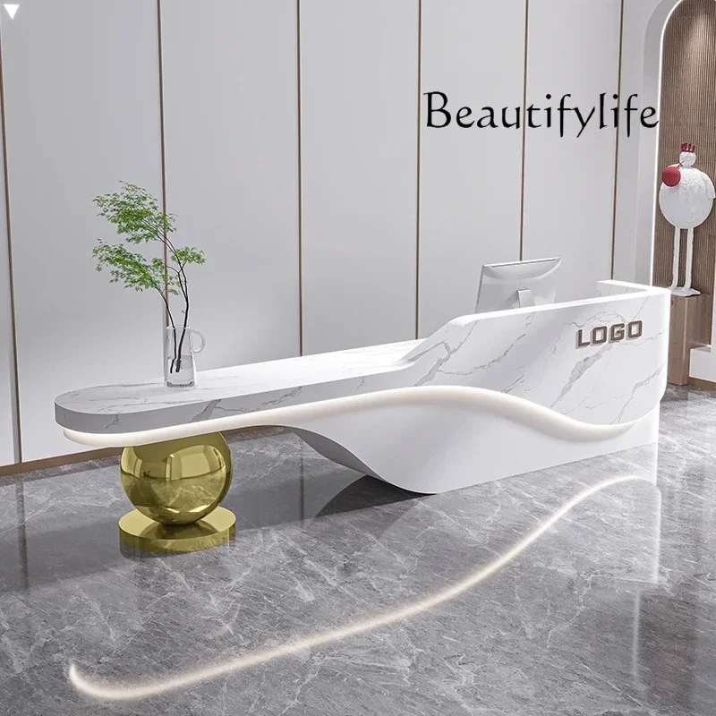 

yj5 Semplice e moderno, reception aziendale di fascia alta, reception per hotel, clubhouse, tavolo per pagine di cassa con verni