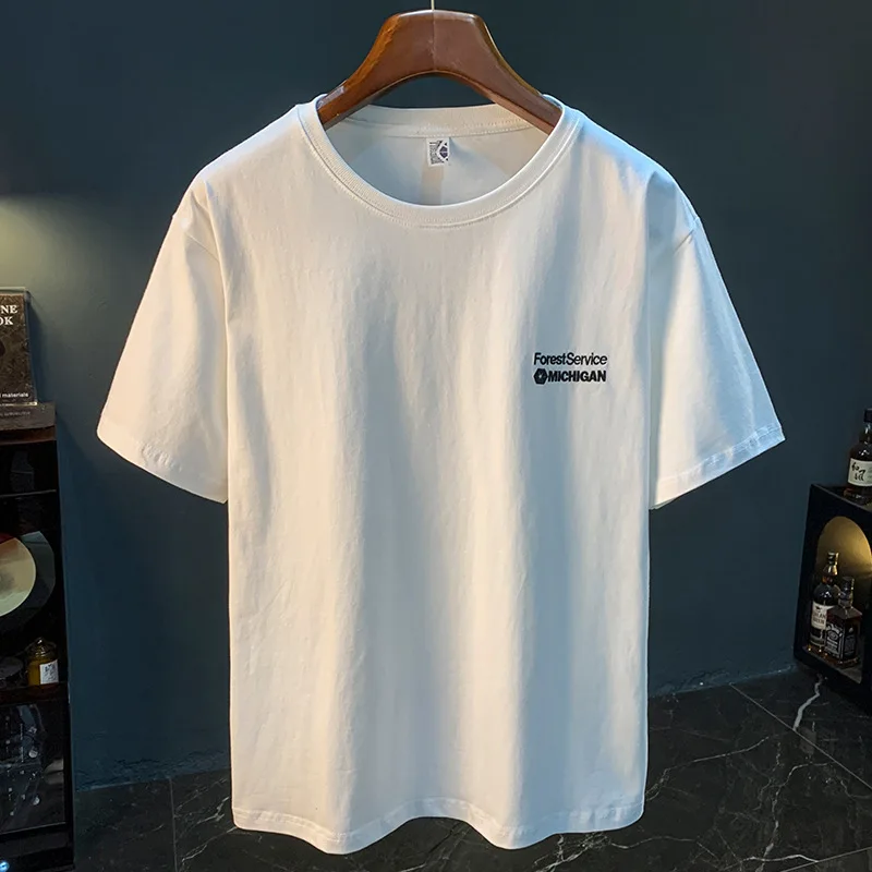 

Short sleeved T-shirt men's minimalist printed summer thin style trendy casual loose elastic breathable versatile top