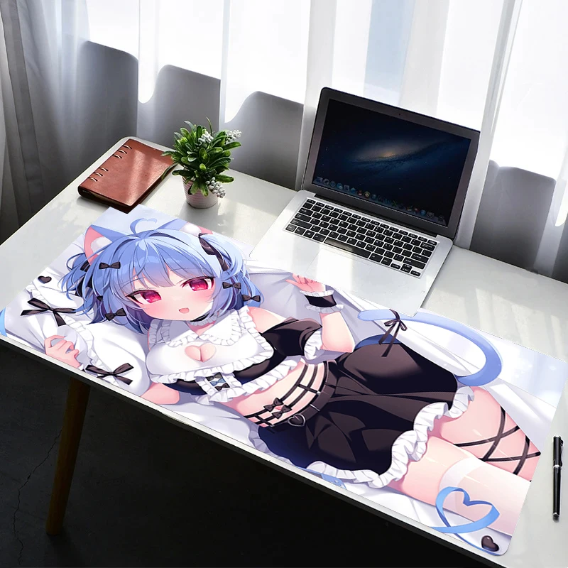 Mouse Pad Laptop Non Slip Extended Desktop Mouse Mat PC Rubber HD Keyboard Pad Cat Ears Anime Girl Gaming Accessories Mousepad