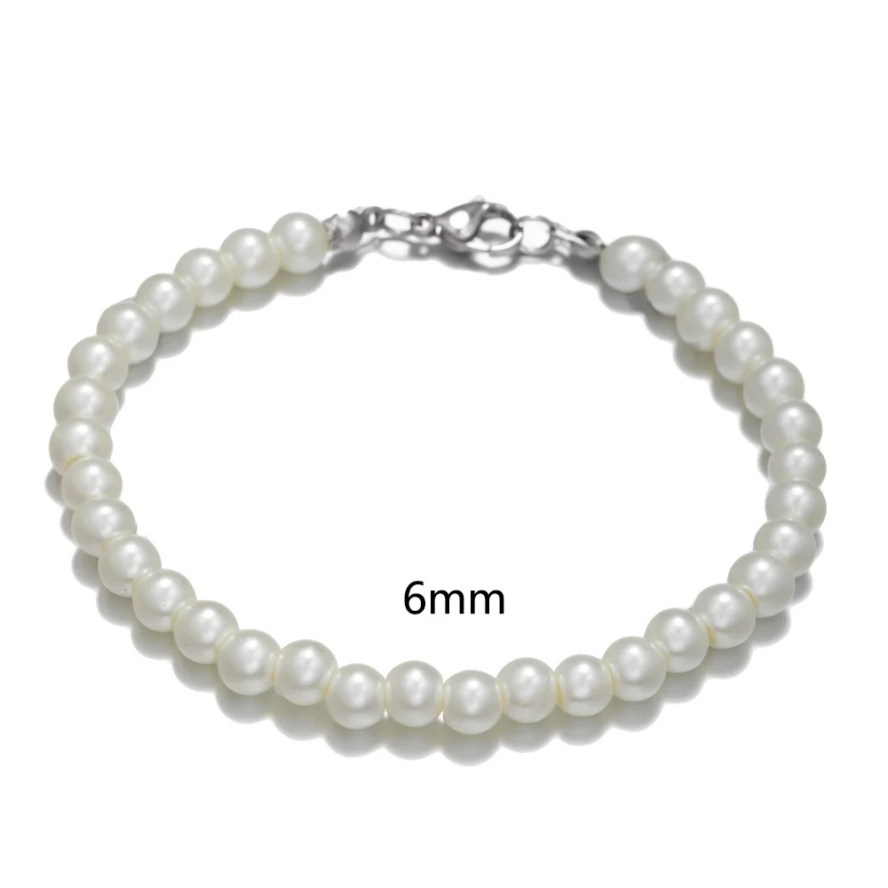 Simple Anti-Pearl Bracelet For Men Trendy Stainless Steel Beads Women Bracelet Fashion Pearl Jewelry Party Accessories Gift