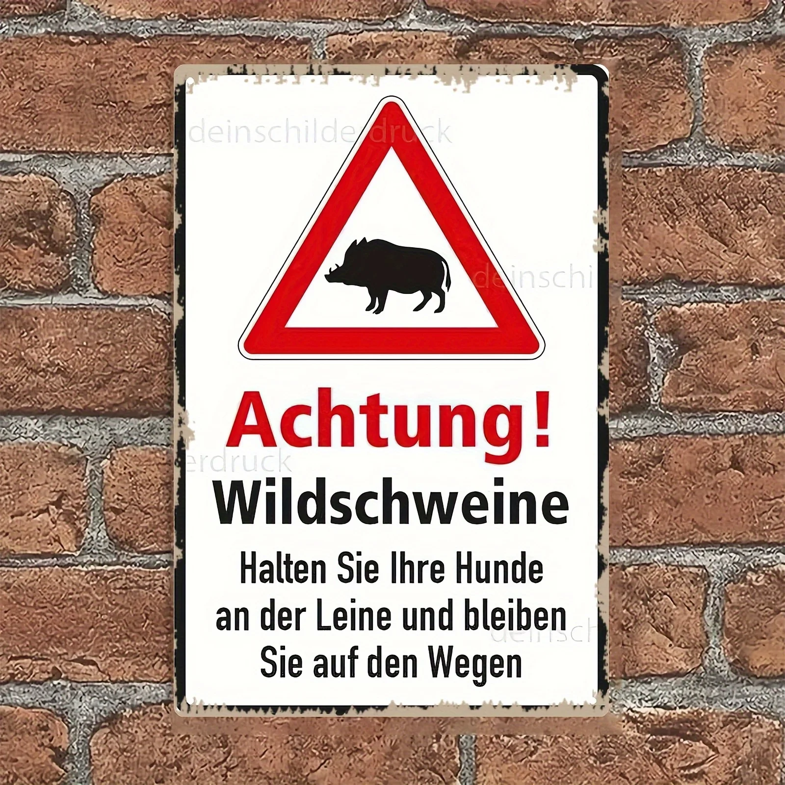 Humorous Wild Boar Warning Metal Sign - 