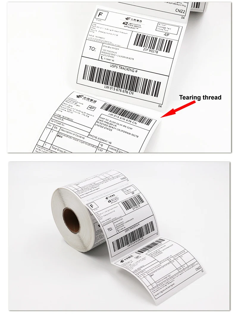 Imagem -02 - Etiquetas de Envio Térmico 4x Polegada para Dhl Ups Fedex Adesivos Auto-adesivos Stack Roll Papers para Etiqueta Térmica 500 Pcs 100*150 mm