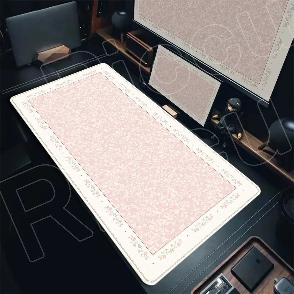 HD XXL Pink Retro Floral Persian Style Design Mouse Pad Large Anti-slip Desk Mat PC Accessories Offices Gamer Keyboard Mousepad