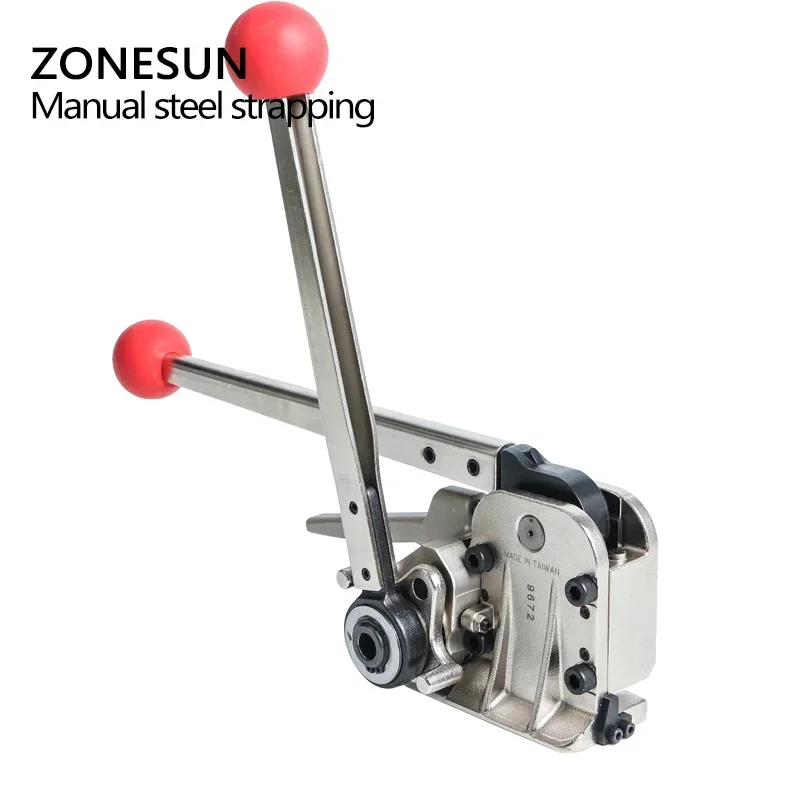ZONESUN ręczna klamra stalowa maszyna do spinania pasków bezszwowe narzędzie do spinania o szerokości 16/19/25mm grubości 0.55-0.75mm MH35