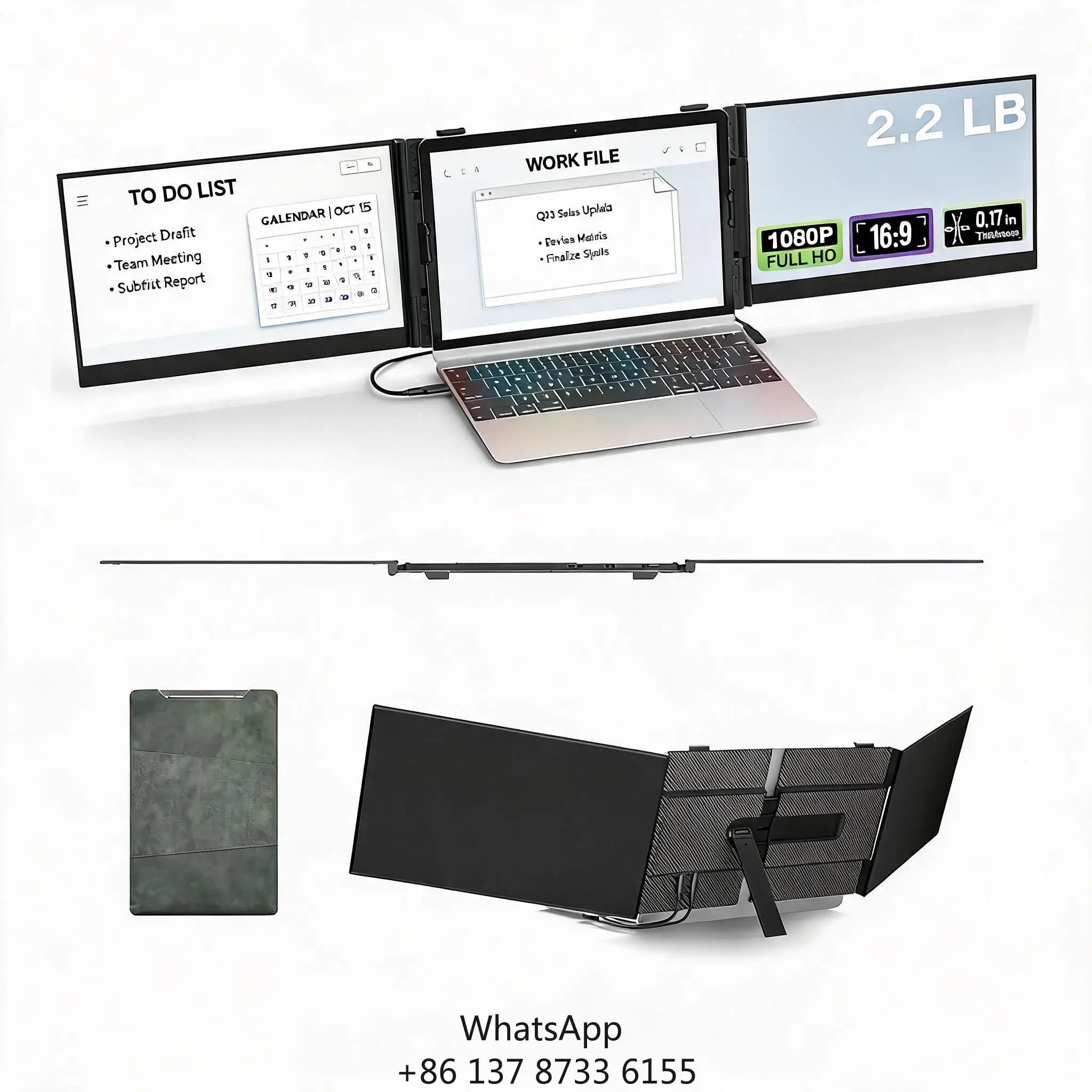 Travel Monitor Extended Laptop Screen Portable Monitor For Gaming 1920*1080 Portable Monitor 14 Inch Portable Screen