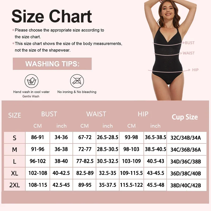 Deep V Neck Tummy Control Compression Bodysuit Built-in Bra Full Body Shaper Shapewear Thong Slimming Butt Lifter Smooth Corset