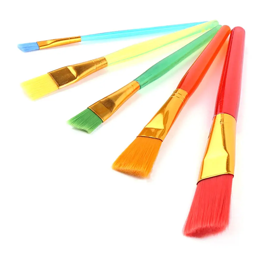 5Pcs Childrens Painting Brush Set High Quality Synthetic Bristles for Watercolor Acrylic Oil Gouache Craft Art Beginners