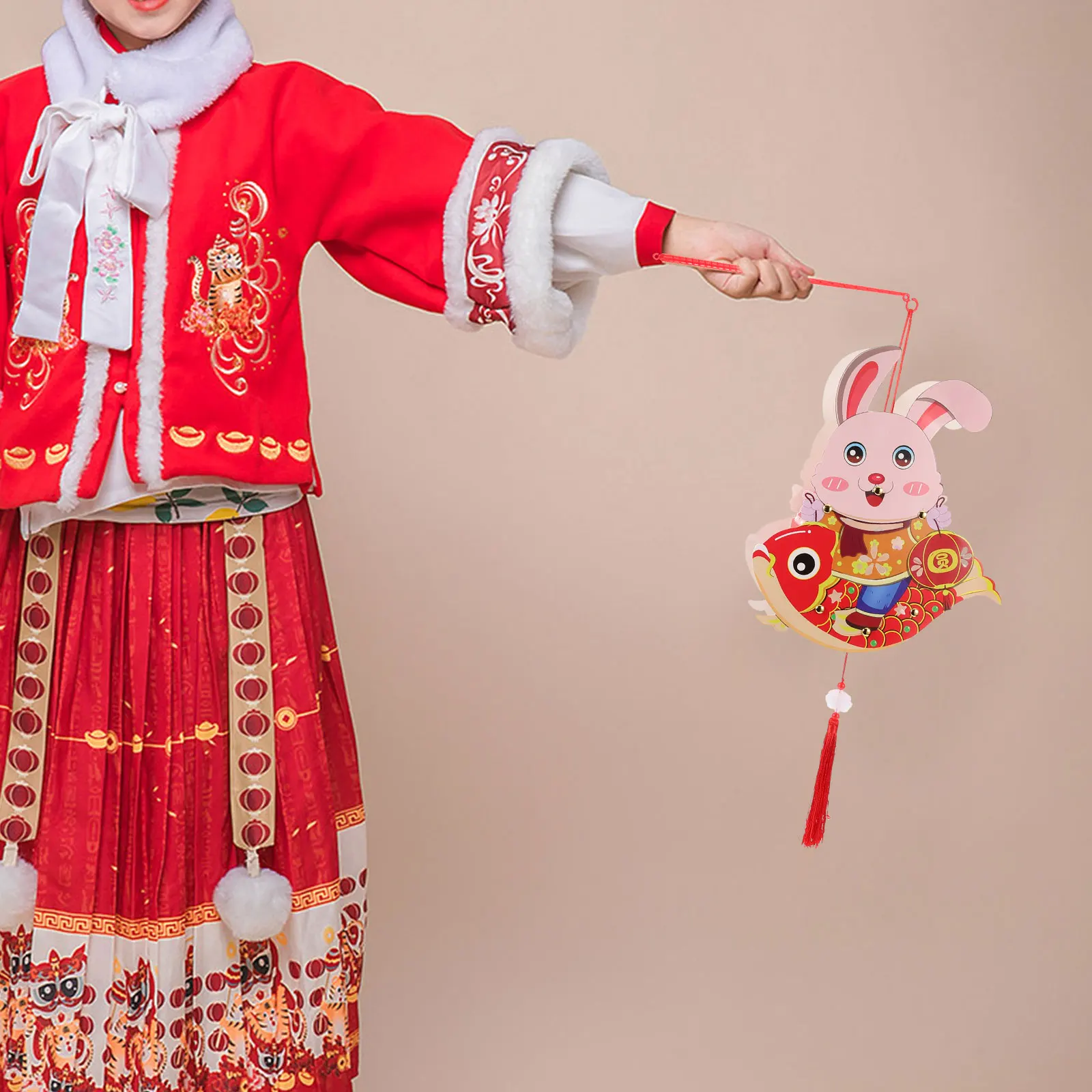 

1 set Glowing Rabbit Lantern Kids Diy Material Kit Chinese Festival Party Decoration Light Up For Boys Girls New Year Christmas