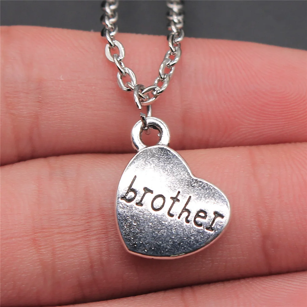 Brother & Sister Heart Pendant Necklace Double Sided Sister Brother Necklaces For Women Girls Gift