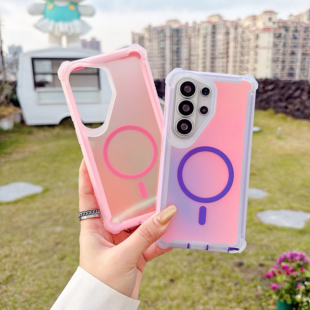 

Color Change Dustproof Anti-fall Sturdy Case For Samsung Galaxy S23 S25 S26 Ultra S24 Plus A56 Magnetic Wireless Charge Cover