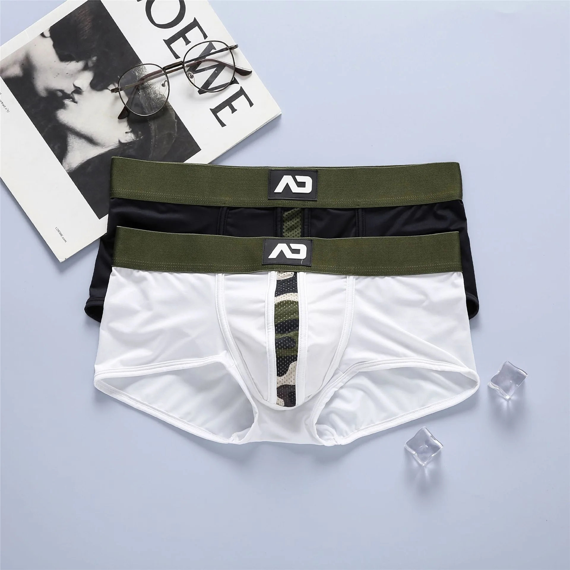 

Men's Underwear Comfortable Skin-friendly Milk Silk Fashion Low Waist Printed Boxer Briefs