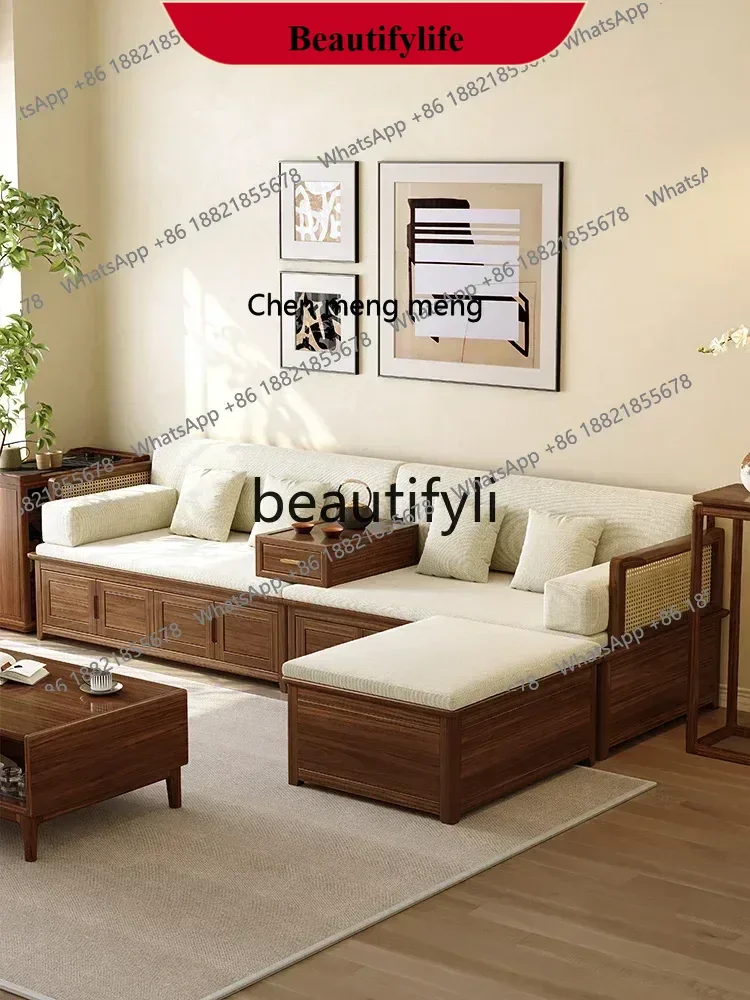 z183    New Chinese-style all-solid wood Arhat bed, black walnut sofa, bed bed, storage box, modern and simple