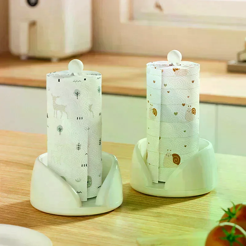 

Multifunctional Rotating Paper Towel Holder, Desktop/Standing Kitchen Paper And Plastic Wrap Storage Rack