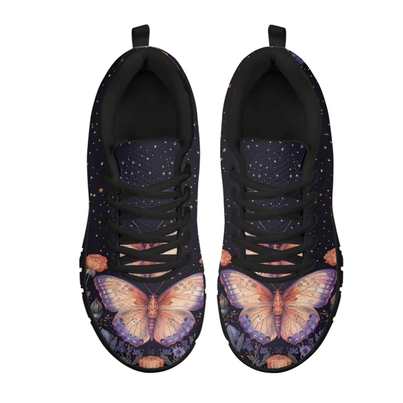 Coloranimal Butterfly Rose Women Comfortable Sport Trainers for Gym and Work Non-Slip Fitness Shoes for Travel