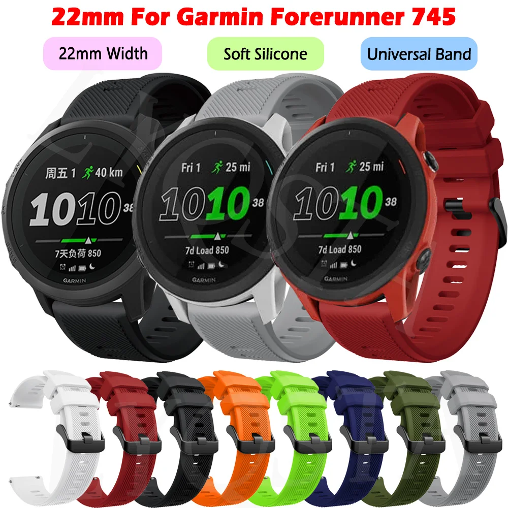 22mm Silicone Bracelet For Garmin Venu 2 Vivoactive 4 Smart Watch Band Forerunner 745 Strap Wrist Band For LEMFO K22 Watchband