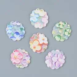 12PC Colorful Flower Painting Acrylic Oval Pendants Handmade Jewelry Components Connector DIY Earrings Accessories for Women