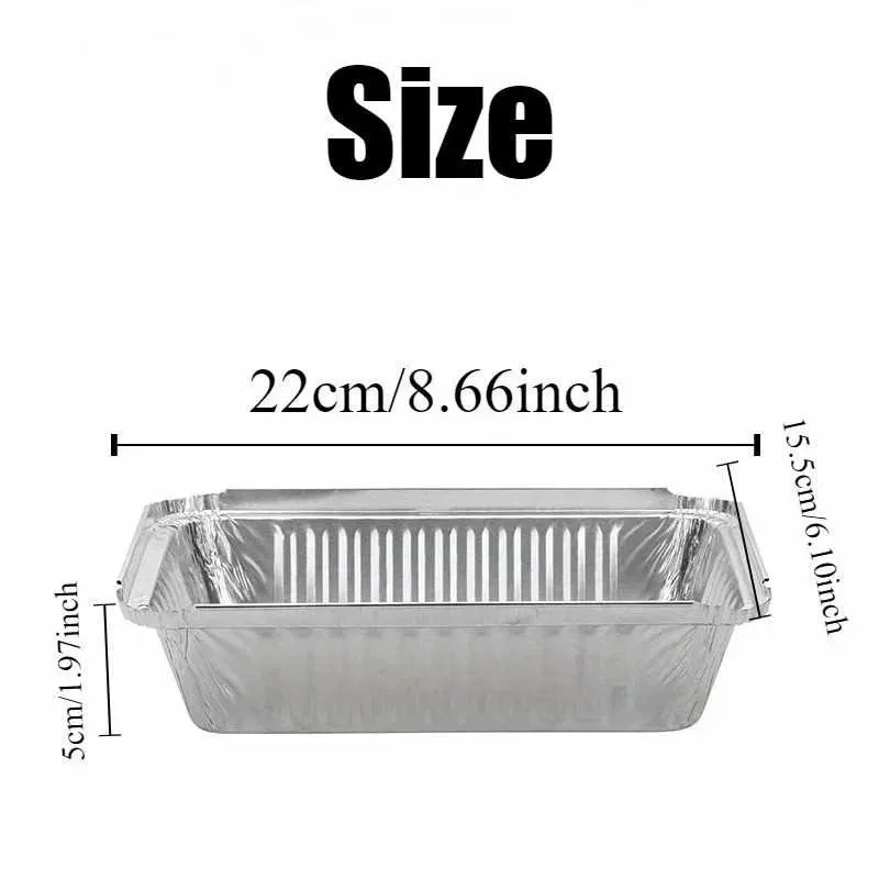 20/50PCS Disposable Rectangle Barbecue Tray Aluminum Foil Pan Baking Cooking Perfect For Cooking Heating Storing Preparing Food