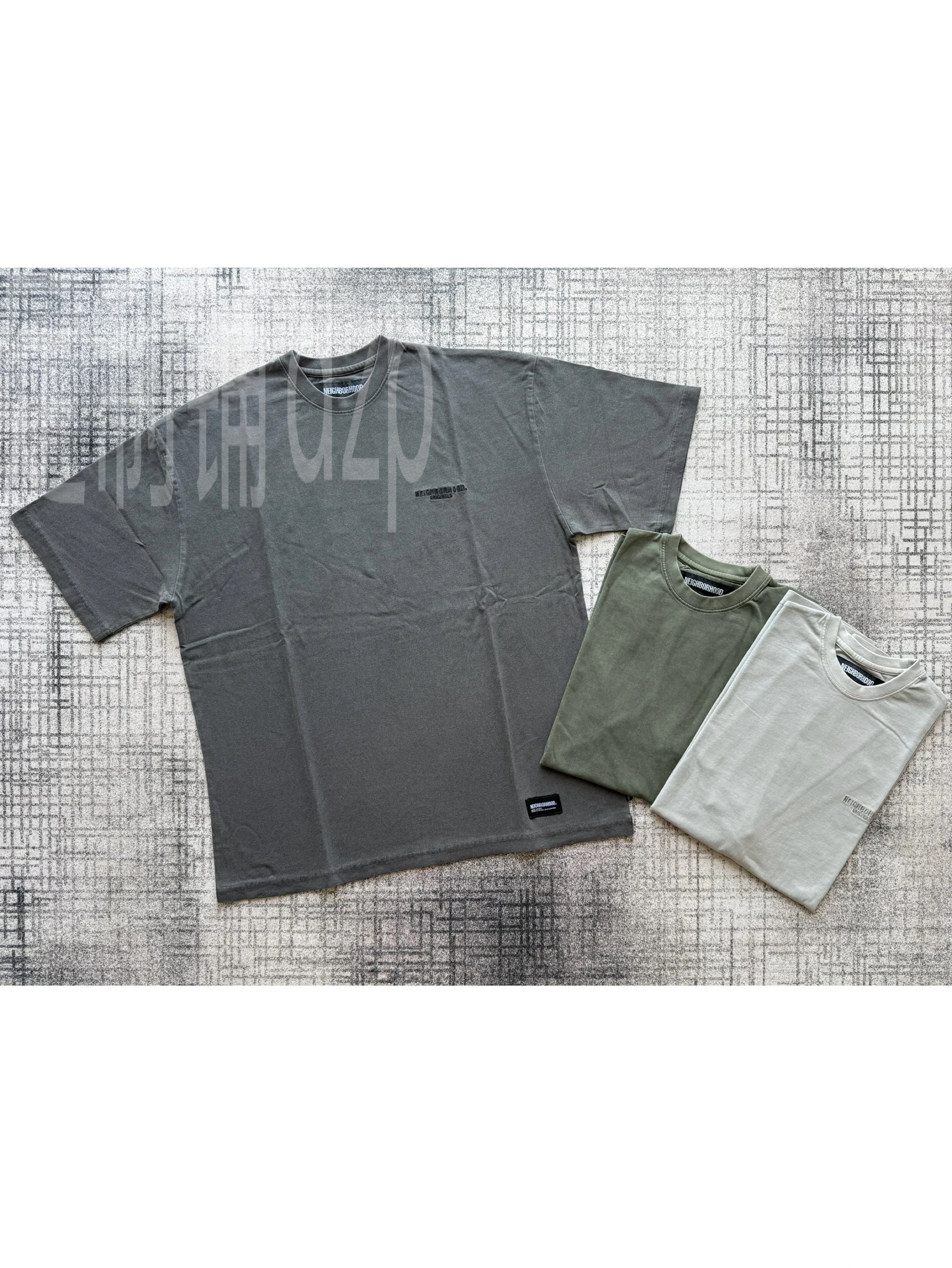 Neighborhood Wu Wen Le 25SS Japanese Style Washed Vintage Snowflake Embroidery Loose Fit round Neck Short Sleeve T-Shirt