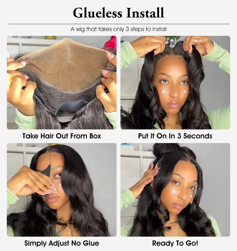 Natural Black 36 Inch Body Wave Lace Frontal Wig 4X4 Pre Plucked Brazilian Glueless Wigs For Women 5X5 Hd Lace Frontal Human Hair Wigs