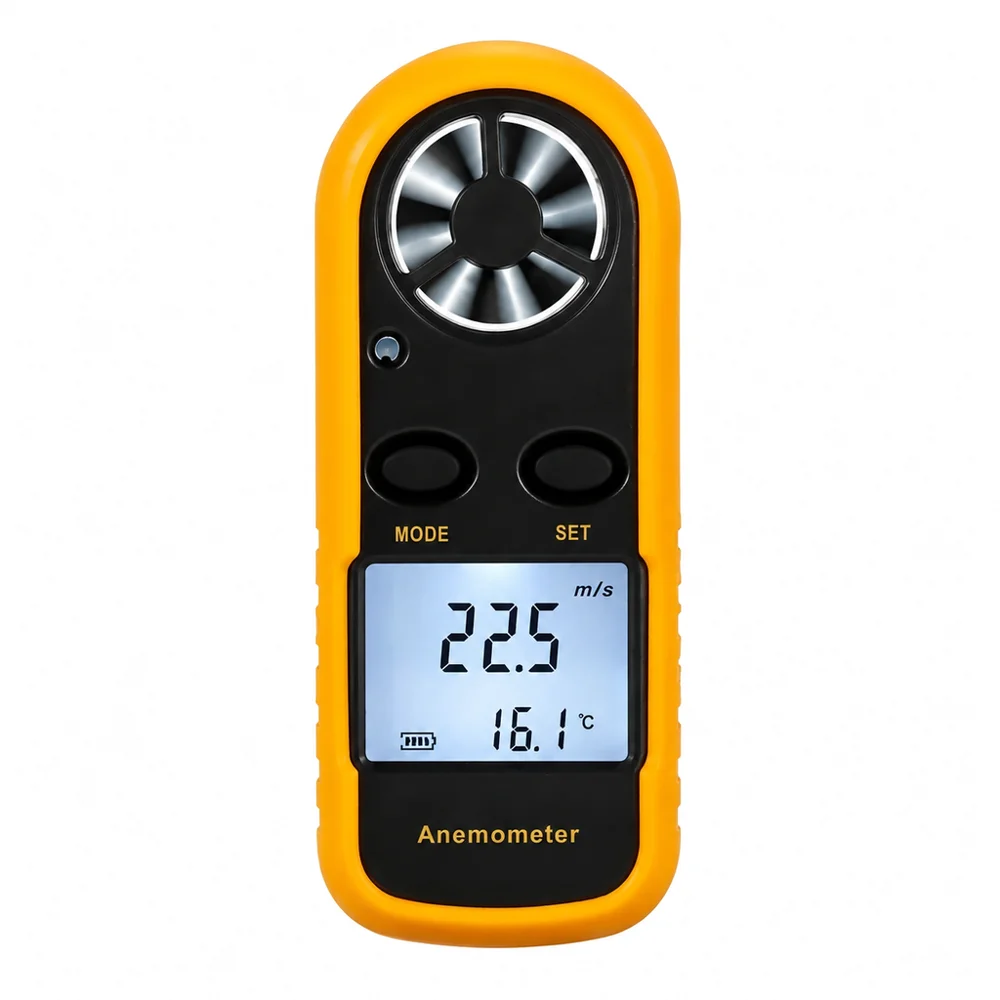 Mini Wind Speed Meter Digital Anemometer 0-30m/s Air Velocity Airflow -10°C ~ 45°C Temperature Tester with LCD Backlight Lanyard