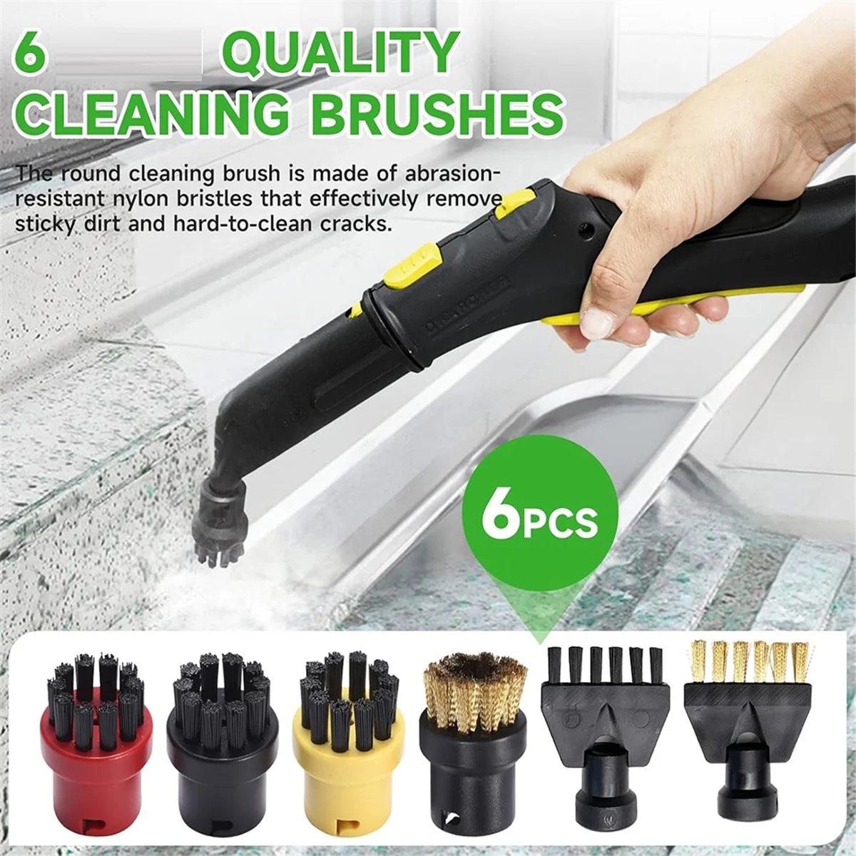 A78E-Accessories for Karcher Steam Cleaner Easyfix SC2 SC3 SC4 SC5, Microfibre Cloth Set and Floor Nozzle Round Brushes