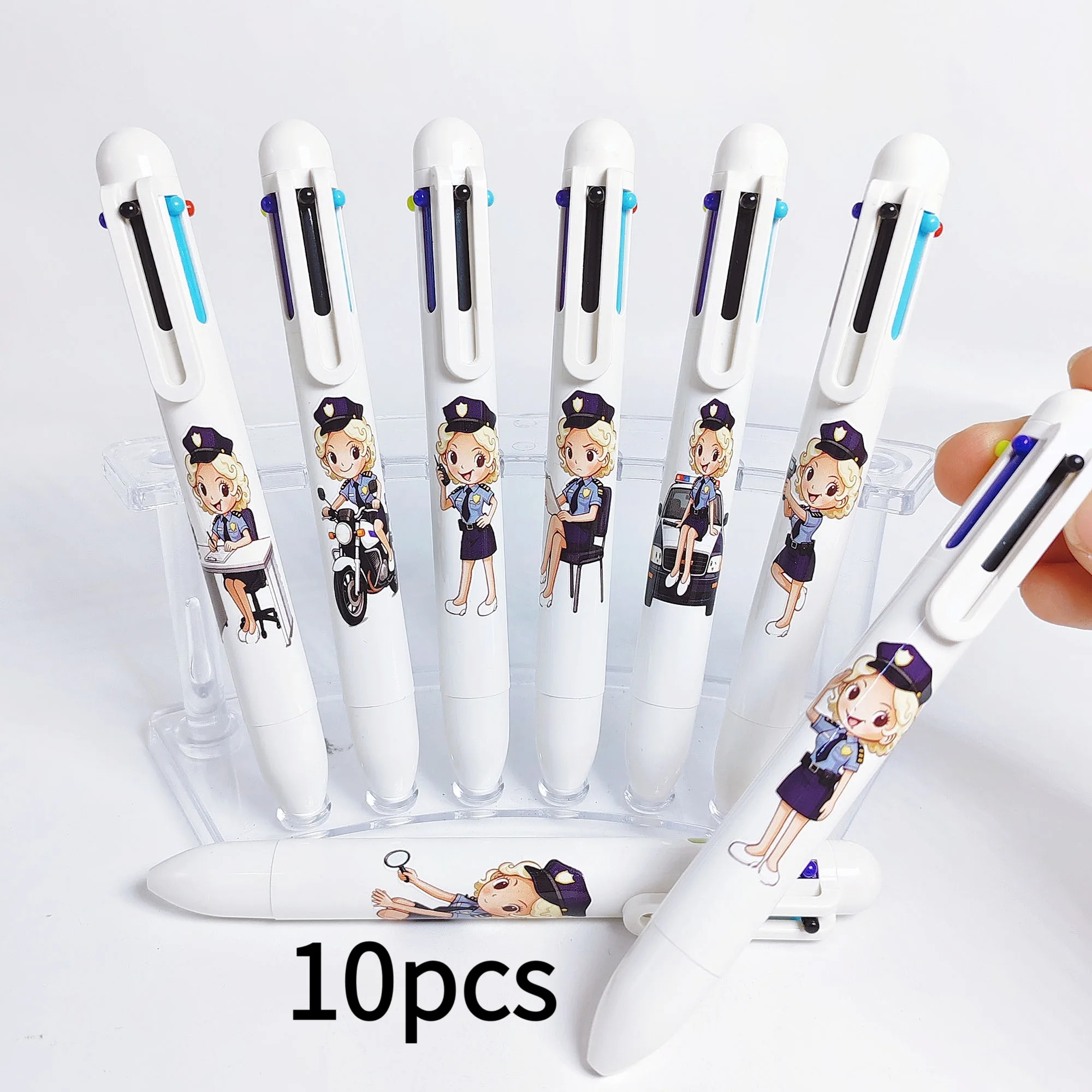 

6 шт./10 шт., супер крутая серия для девочек-полицейских, шариковая ручка, студенческие письменные принадлежности, фирменные канцелярские принадлежности, подарок, предпочтительный подарок