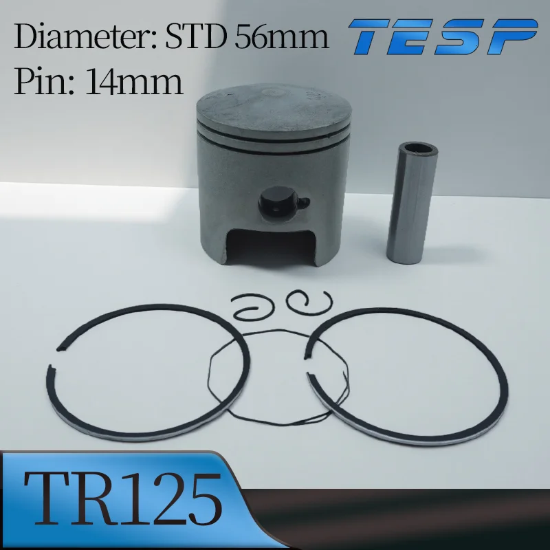 Kit de pistón STD para motocicleta Suzuki TR125 RG125 TR RG 125cc 56mm 56.25mm 56.5mm 57mm diámetro 14mm Pin 2 anillos de juego de pistón de carrera