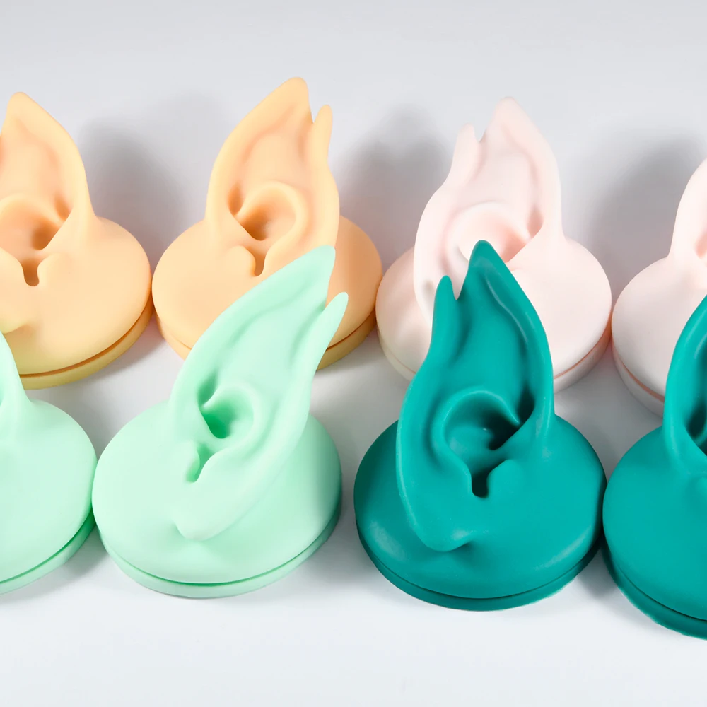 Soft Silicone Elf Ear Model Tattoo Practice Body Jewelry Display Piercing Tools Earring Display Tool Acylic Display Stand Kit