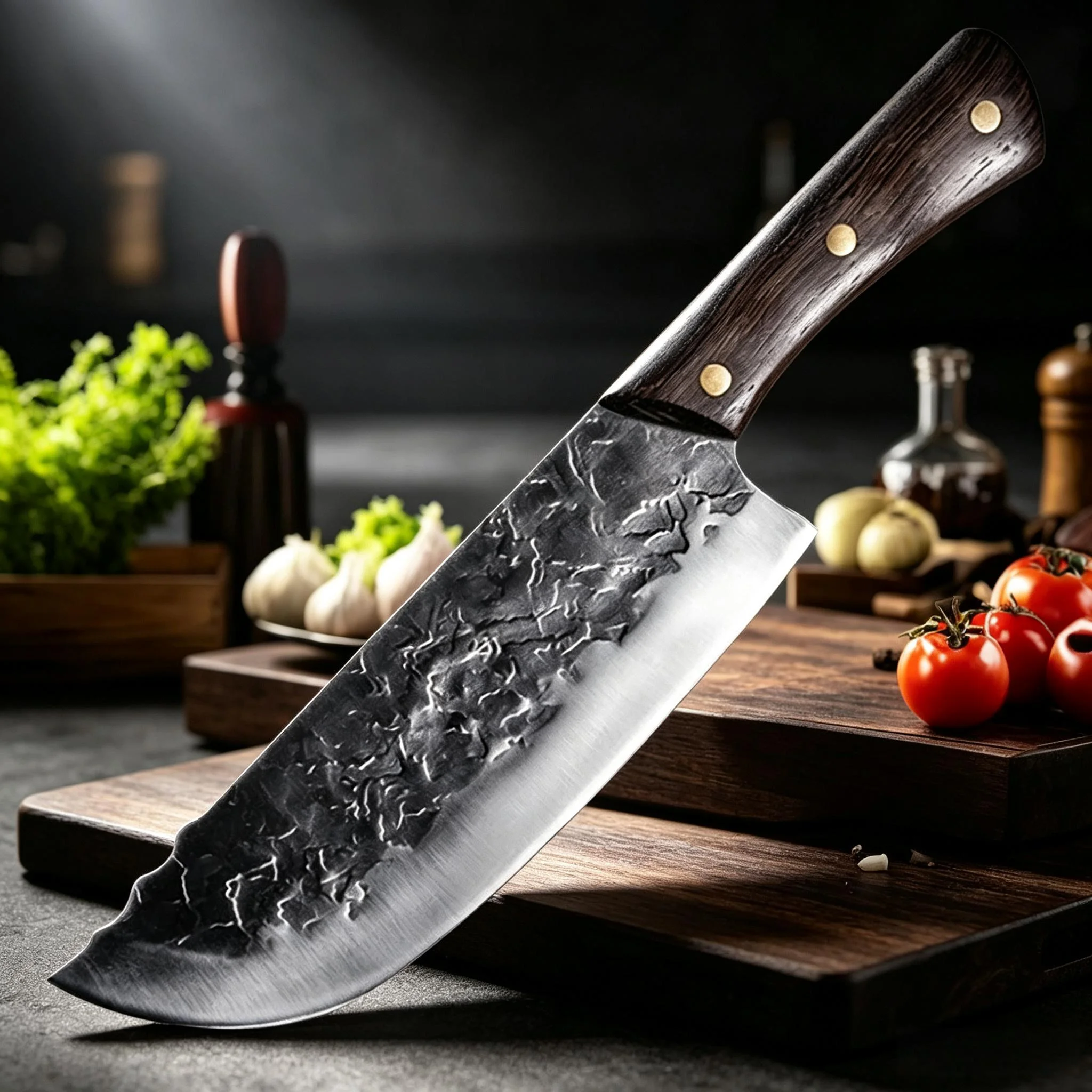 Handmade Blade Butcher Cleaver Knife Kitchen Knives Chef Cooking Slicing Meat Vegetables BBQ Chopper Wood Handle Utility Knives