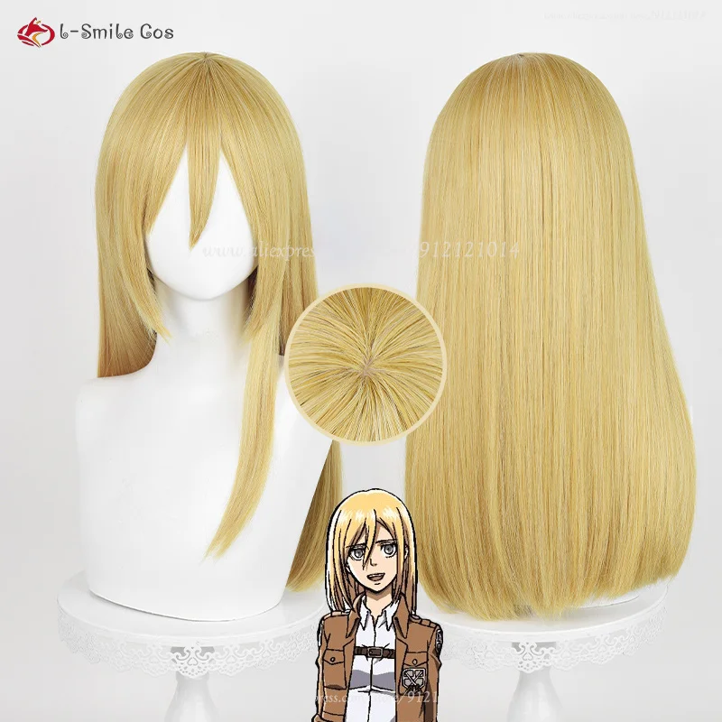 

Anime Historia Reiss Cosplay Wig 50cm Gold Yellow Krista Lenz Anime Wig Heat Resistant Synthetic Hair + Wig Cap