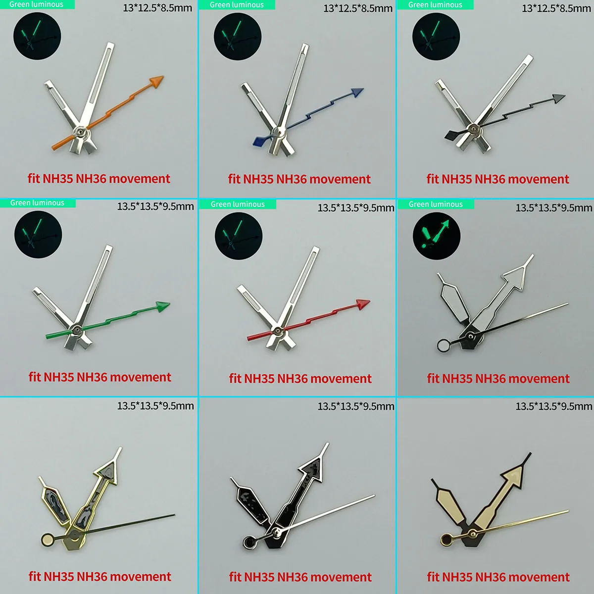 NH35 Needle Watch accessories watch pointer NH36 hands pointer green super luminous suitable for NH35/NH36/NH38/NH70 movement