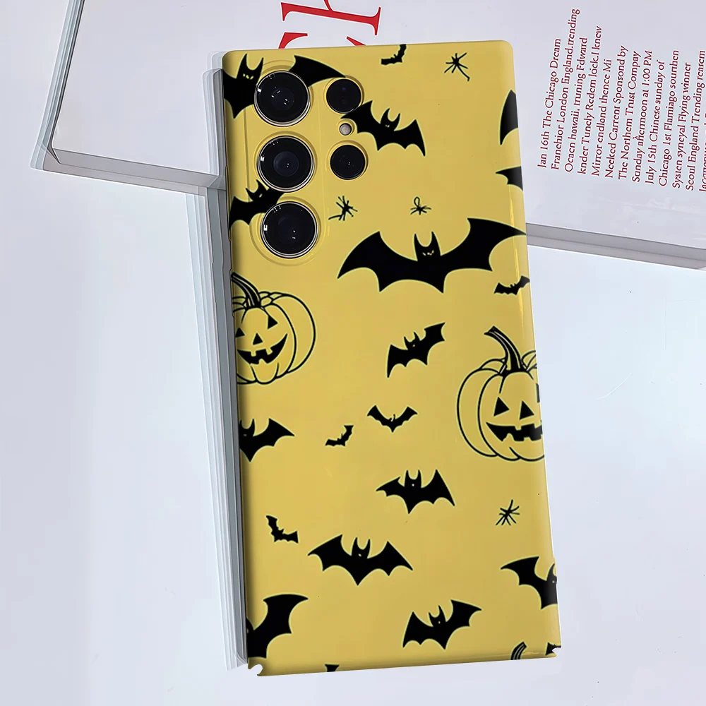 Pumpkin Bats Phone Case for Samsung Galaxy S26 S25 S24 S23 Ultra Plus Luxury Double-layer anti-fall Back Cover