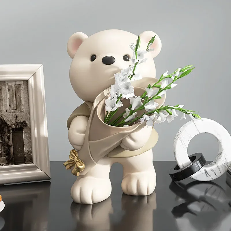 Nordic Bear Storage Vase, Resin Ornaments, Living Room, TV Cabinets, Hallway, Flower Arrangements, Home Decor, Figurines Gift