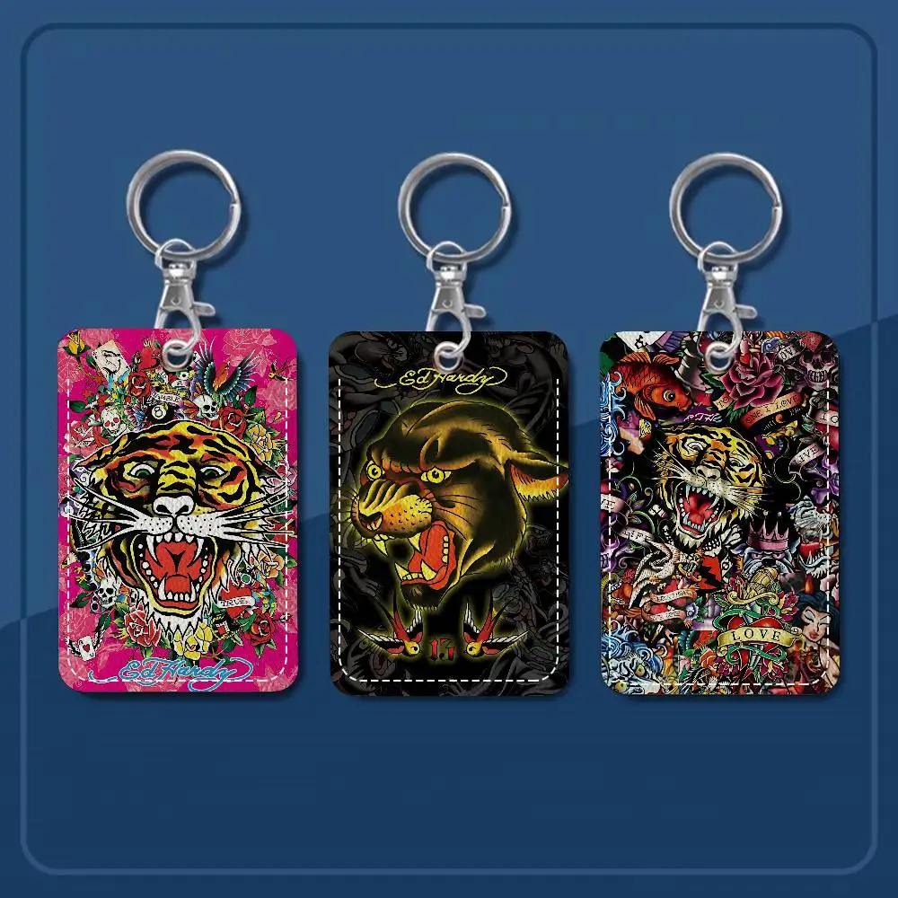 Fashion Brand E-Ed H-Hardy Style PU Access Card Holder with Keychain - Executive Protection for Bank card,Subway, Bus Card case