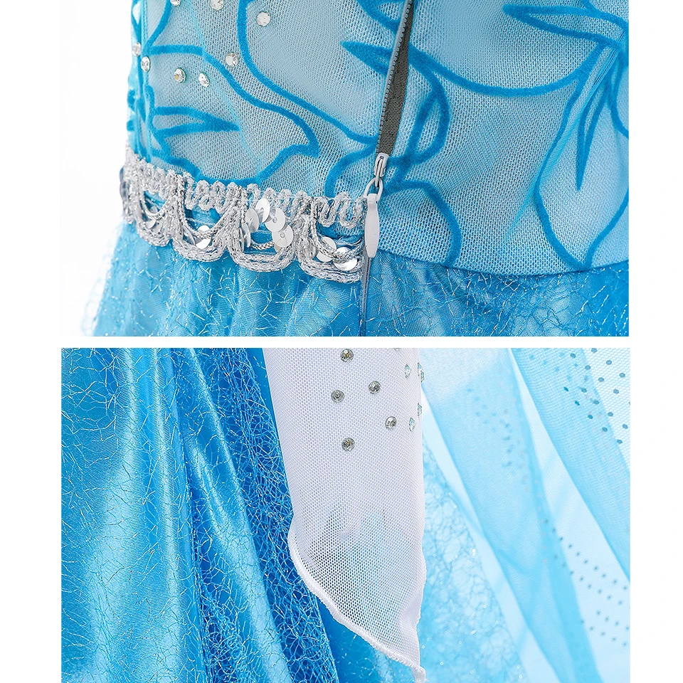 Summer 2025 Fancy Girl Snow Queen Princess Elsa Dress Long Cloak Carnival Disguised Children's Masquerade Birthday Party Clothes