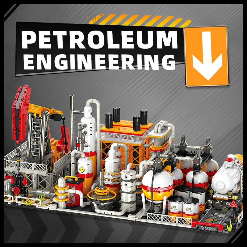 

JIE STAR JJ9221-3 Домкрат масляного насоса Инженерная модель Строительные блоки Набор для сборки химических растений Развивающая строительная игрушка