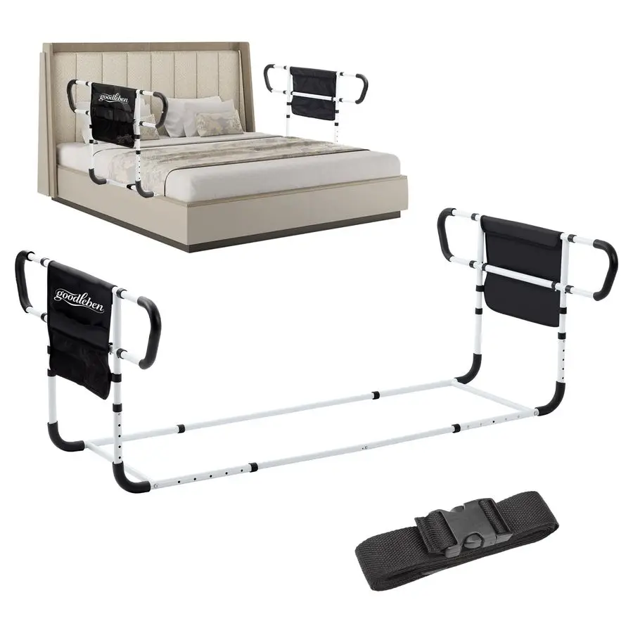 

Bed Rail for Elderly Adults Safety, Adjustable Bed Assist Rail, Dual Side Bed Rail for Seniors Safety, Under Mattress Bed Guard