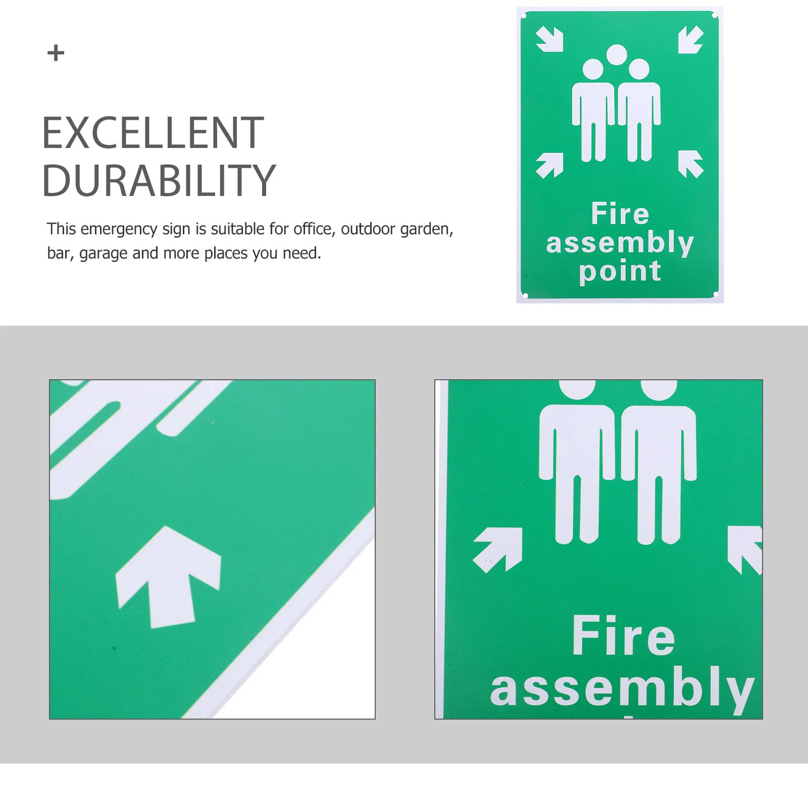 Aluminum Fire Safety Warning Sign Easy Install Emergency Assembly Point for Outdoor Use Fire Assembly Point Sign