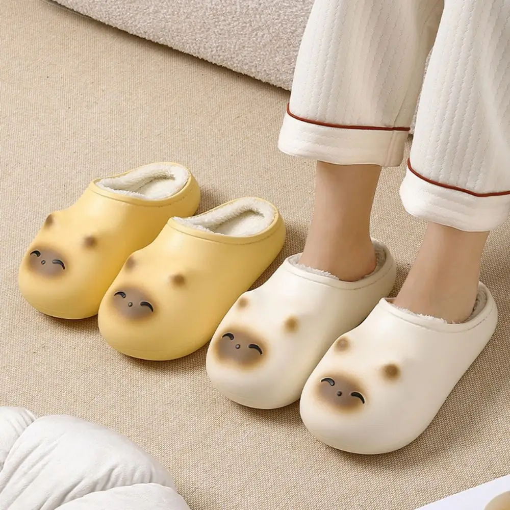 

Милые пушистые тапочки с рисунком кота, теплые меховые тапочки на толстой подошве с героями мультфильмов, студенческие нескользящие тапочки для собак Y2K, мужские/женские тапочки