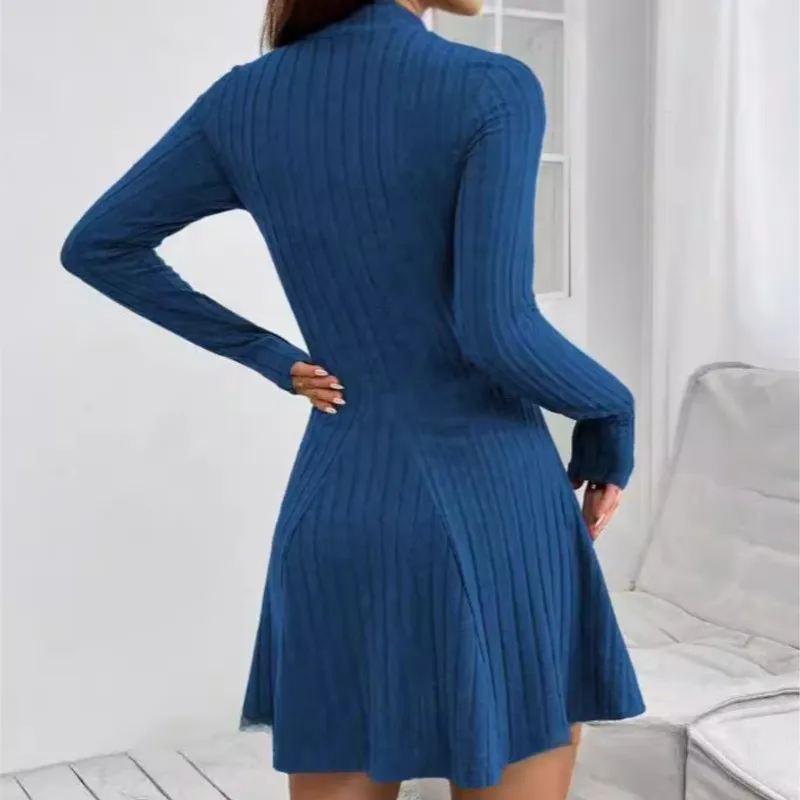 Simples magro mini vestidos para roupas femininas 2025 outono bodycon hip cintura sexy vestido plissado moda coreana casual robe