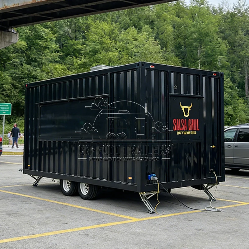 

Прицеп-фудтрак CN: полностью оборудованный фургон для фастфуда с кухней из нержавеющей стали и мобильным баром для хот-догов и коктейлей