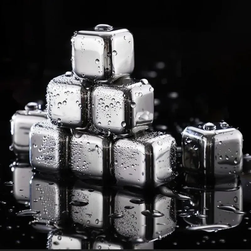 Stainless Steel Ice Cubes Metal Whiskey Red Wine Cooling Stones Mirror Finish Food Grade Home Use Ice Blocks