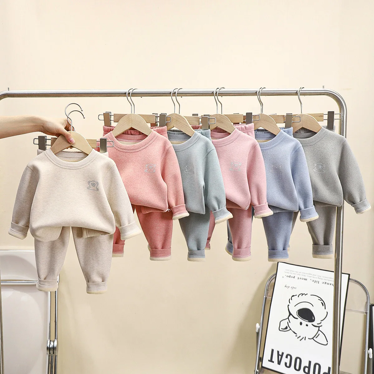 

Детские пижамные комплекты для маленьких мальчиков, зимняя одежда, толстые теплые топы для маленьких девочек + эластичная талия, плюшевые флисовые детские штаны для девочек, домашняя одежда