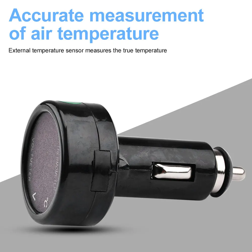 8V 36V cyfrowy napięcie prądu stałego termometr woltomierz samochodowy zapalniczka 2 w 1 miernik temperatury napięcia monitorowanie baterii