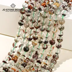 Natural Stone Beads Green Ghost Quartz Lucky Crystal Loose Beads For Jewelry Making Diy Bracelet Necklace Accessory 15