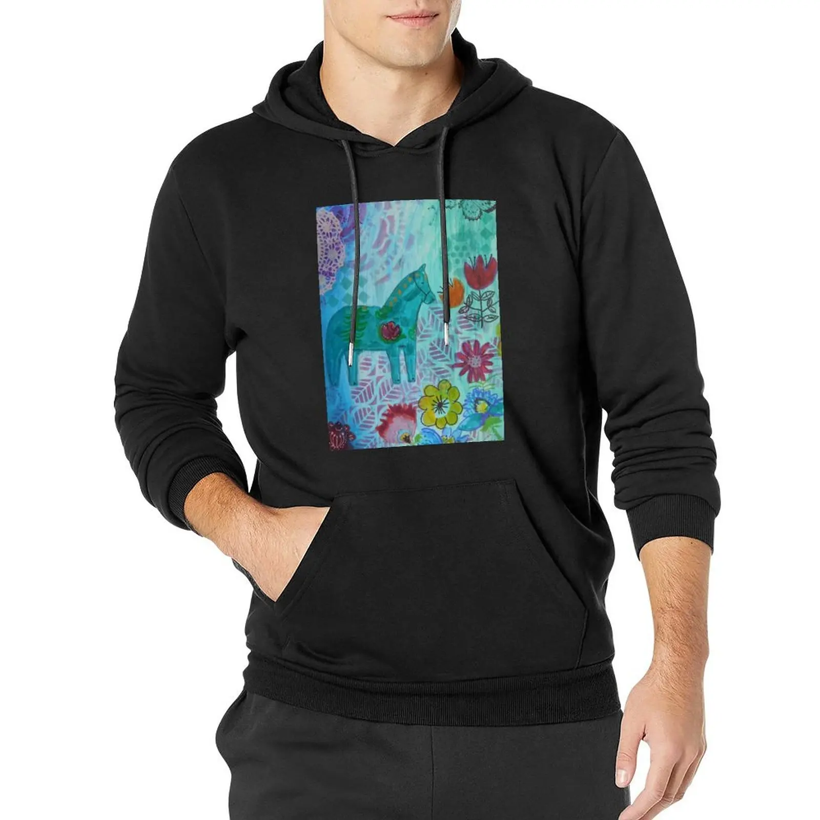 

Dala horse Pullover Hoodie graphic t shirts men autumn blouse tracksuits