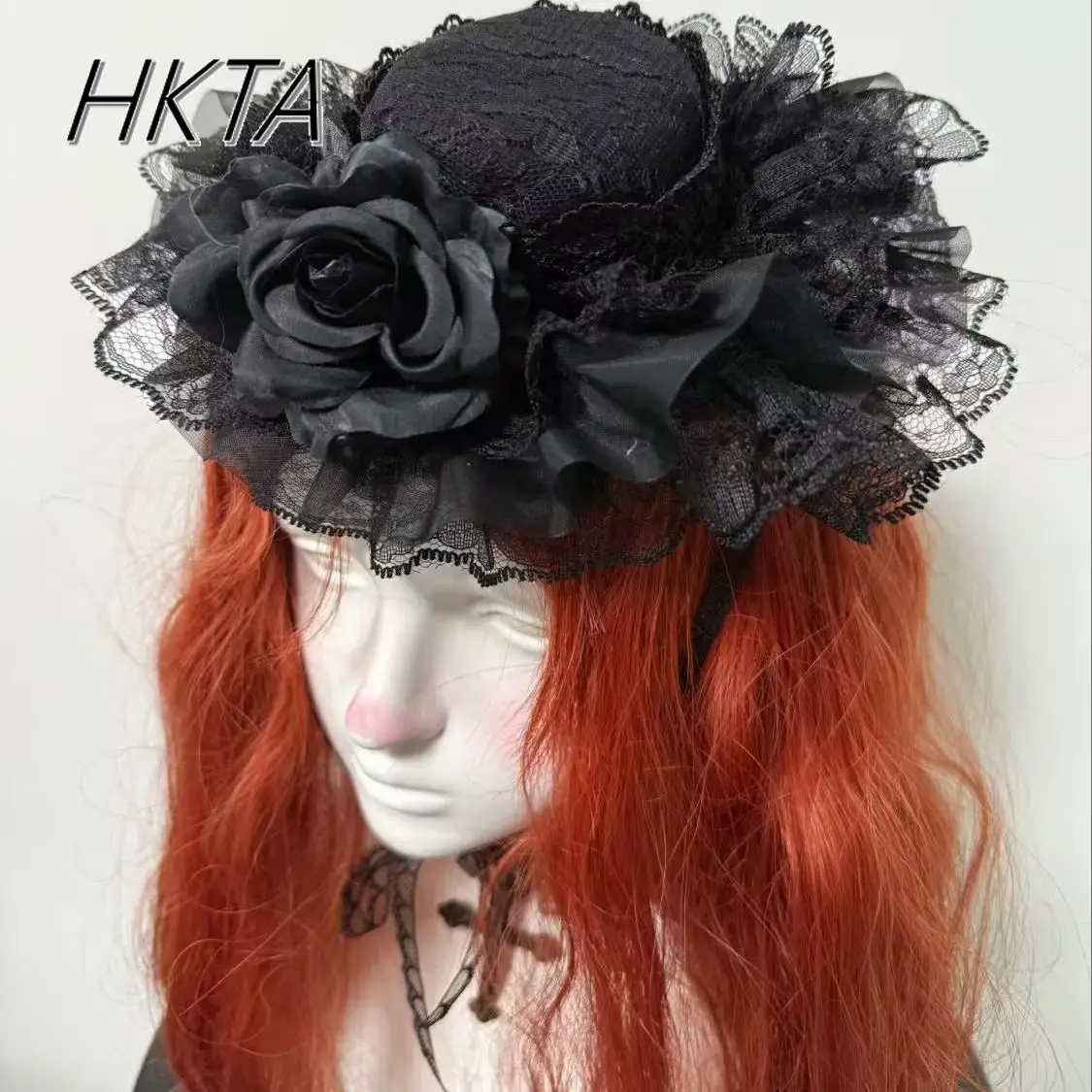 

Original Homemade Flowering Dark Goth Hat Lace Gorgeous Clips Rose Lolita Hairpin Accessories Headgear Top Hat Hair Accessorios