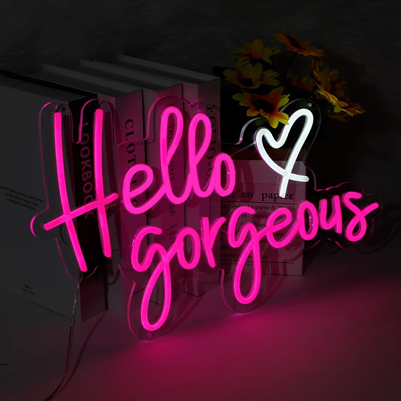 

Hello Gorgeous Led Neon Sign Light Wall Art Party Decorations Bedroom Bar Pub Club Rave Apartment Home Decor Christmas